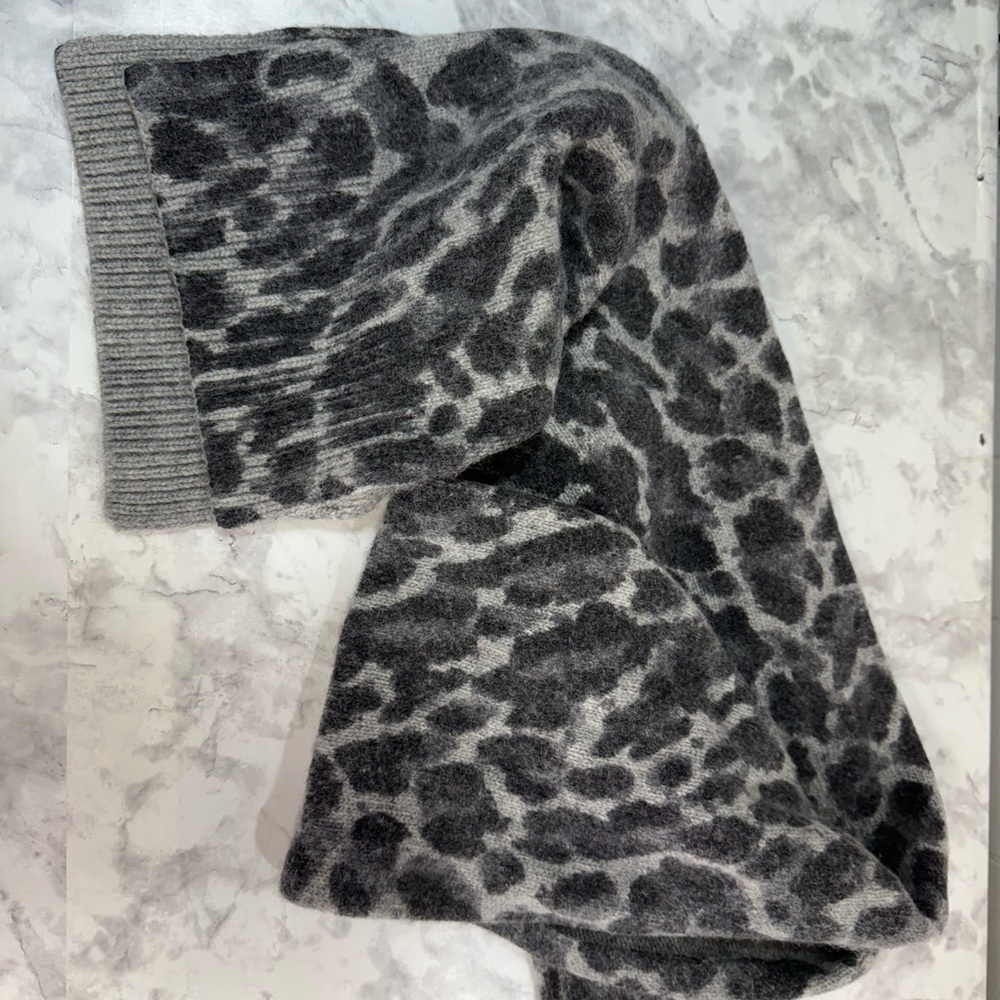 JCrew  Gray wool/cashmere blend is Leopard Print Scarf